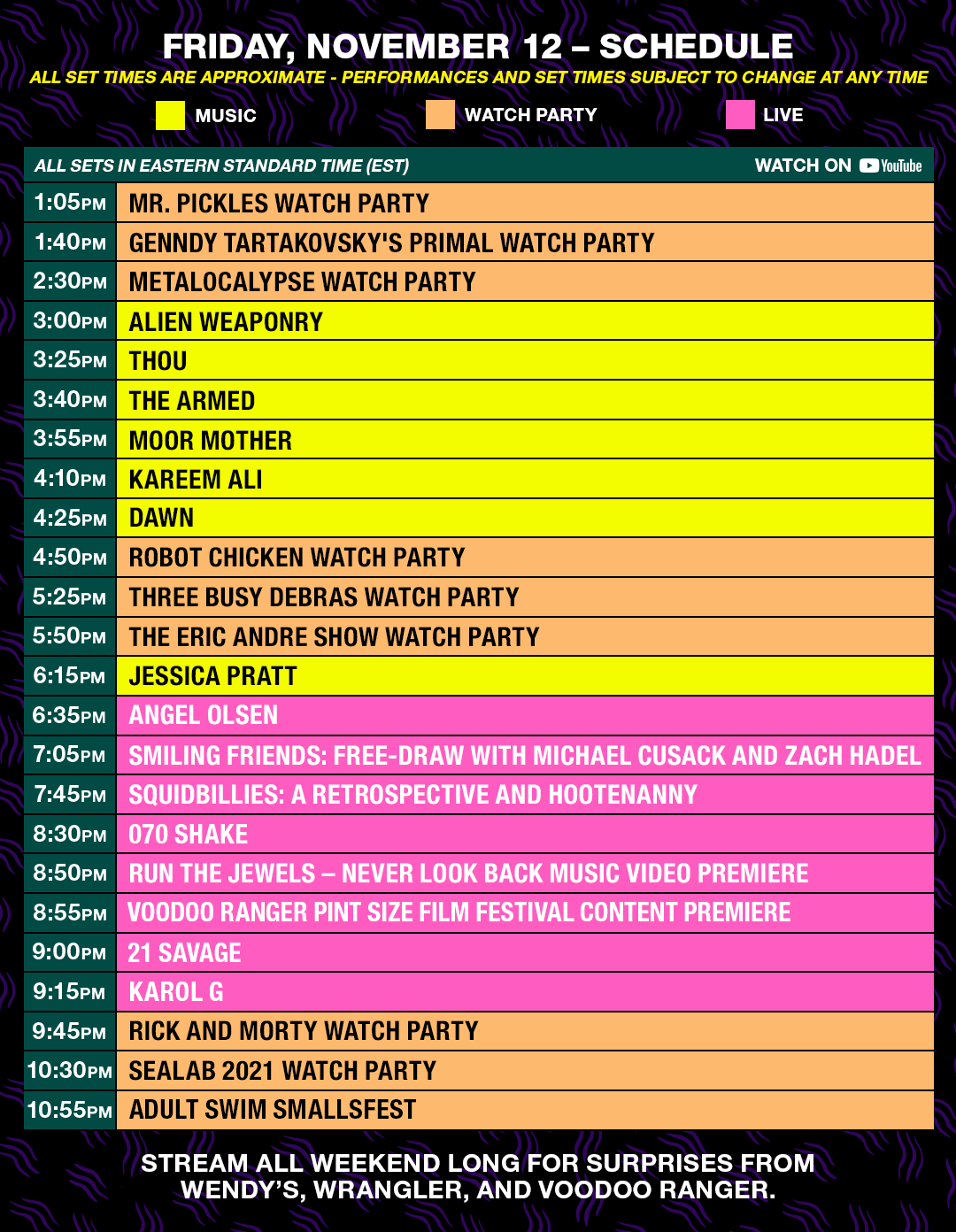 Adult Swim Festival livestream schedule has been posted r/adultswim